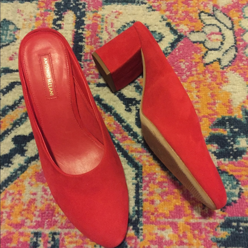 Antonio Melani Red Suede Block Mule